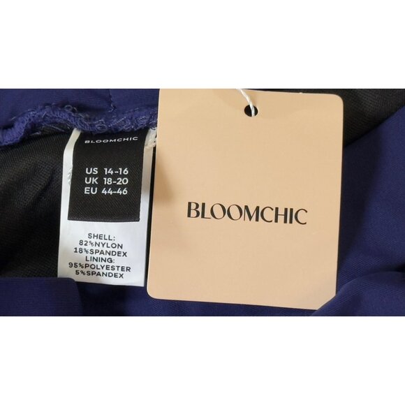 NWT Bloomchic Womens Plus Size 14-16 Navy Blue High-Waisted Stretchy Shorts With - Picture 4 of 6